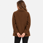 Women's Wool Blend Coat with Lapel Collar and Button Front