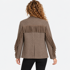 Women's Brown Blazer Jacket with Tassel Details