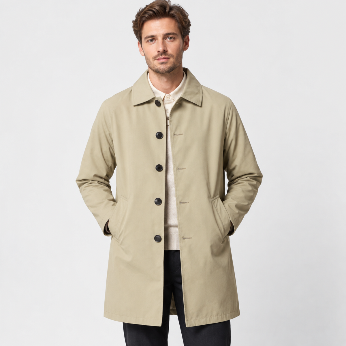 Men's Trench Coat - Mid-Length Casual Loose Fit