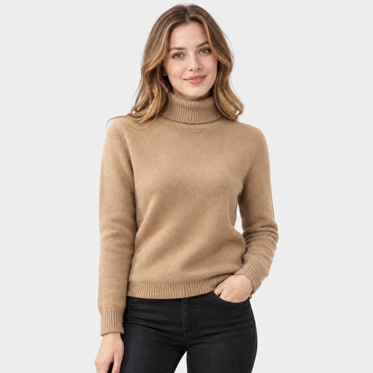 Women's Fleece Turtleneck Sweater - Long Sleeve Pullover