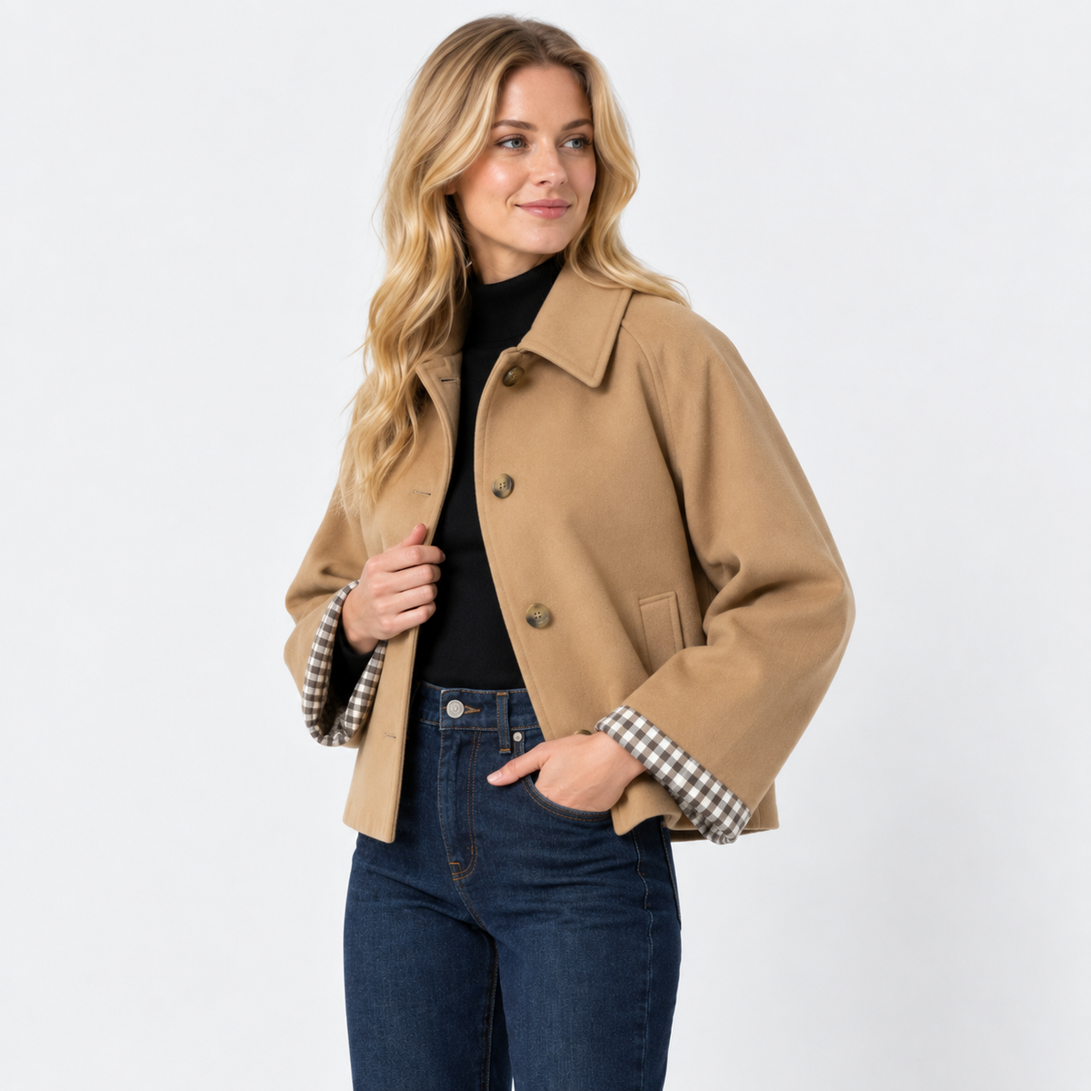 Women's Casual Jacket - Single-Breasted Woven Design