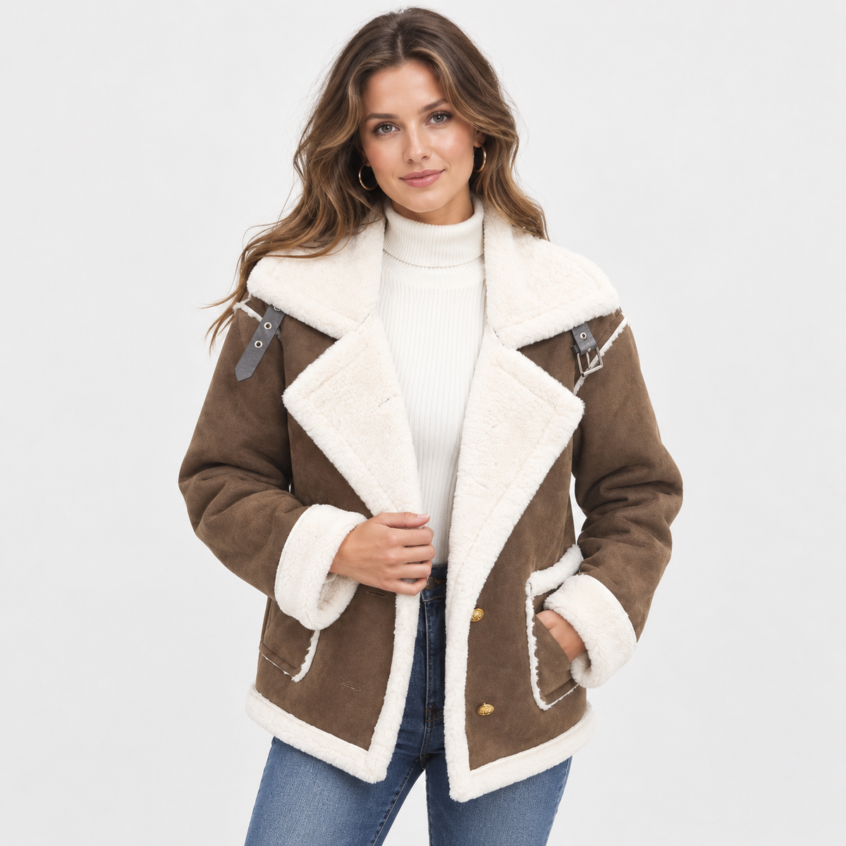 Women's Lined Winter Jacket - Elegant Lapel Style