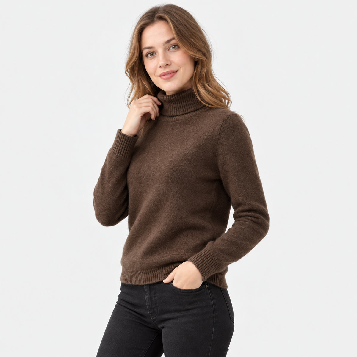 Women's Fleece Turtleneck Sweater - Long Sleeve Pullover