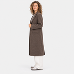 Women's Classic Brown Overcoat with Tailored Lapels