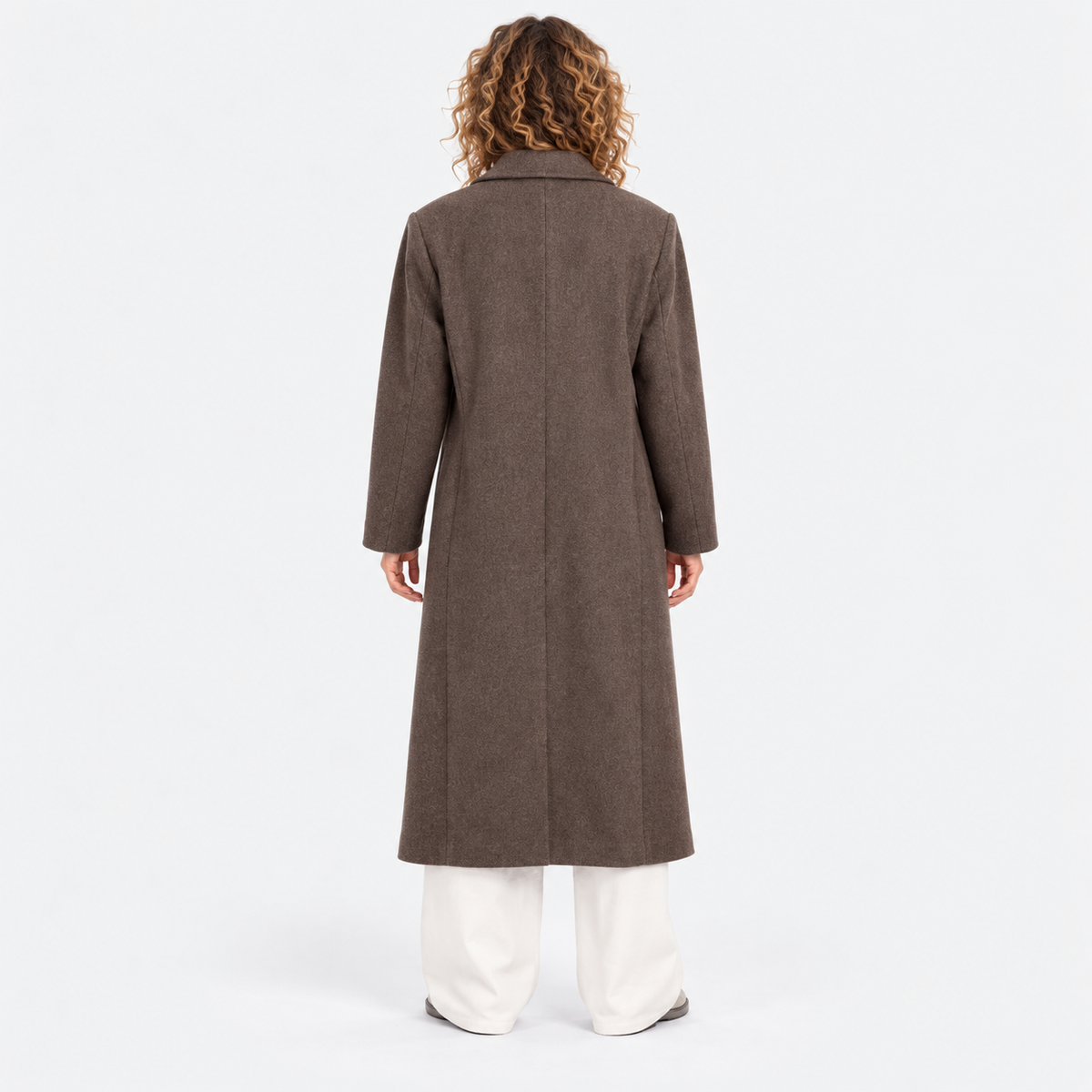 Women's Classic Brown Overcoat with Tailored Lapels