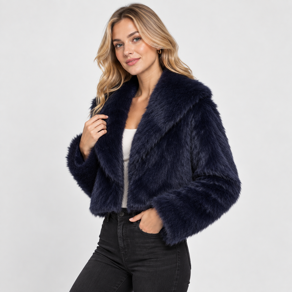 Women's Short Faux Fur Coat - Vintage Lapel Style