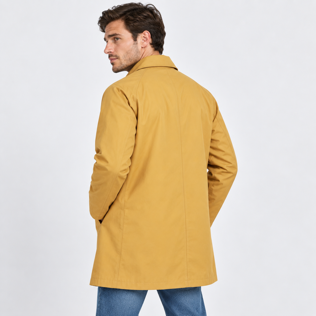 Men's Single-Breasted Trench Coat - Lapel Collar