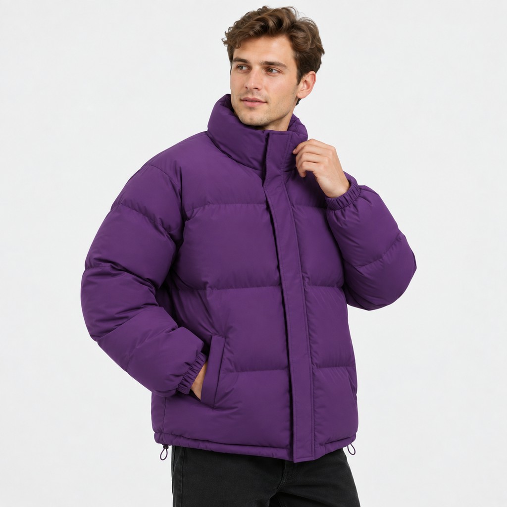 Men's Stand Collar Padded Coat - Thickened Loose Fit
