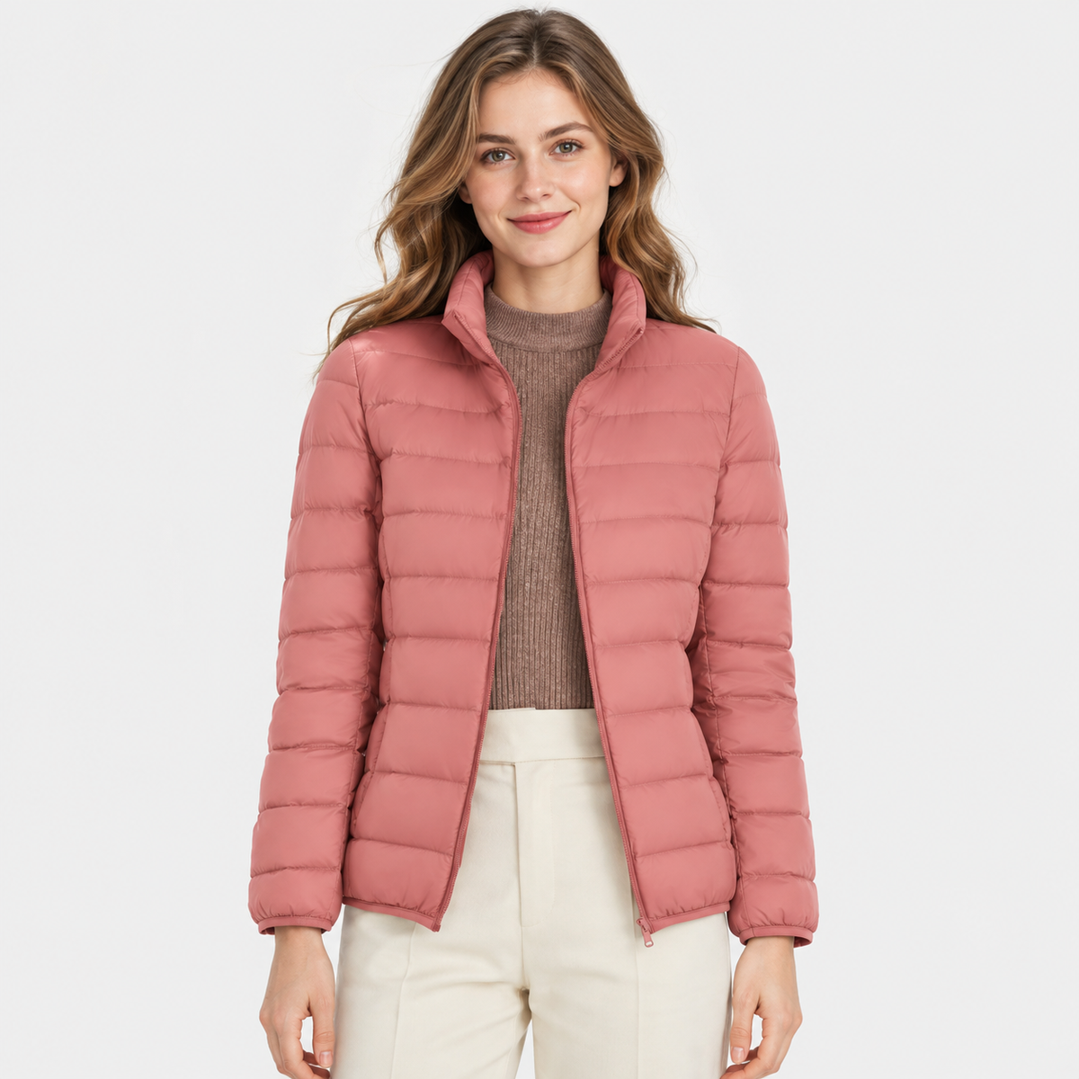 Women's Lightweight Down Jacket - Hooded with Pockets