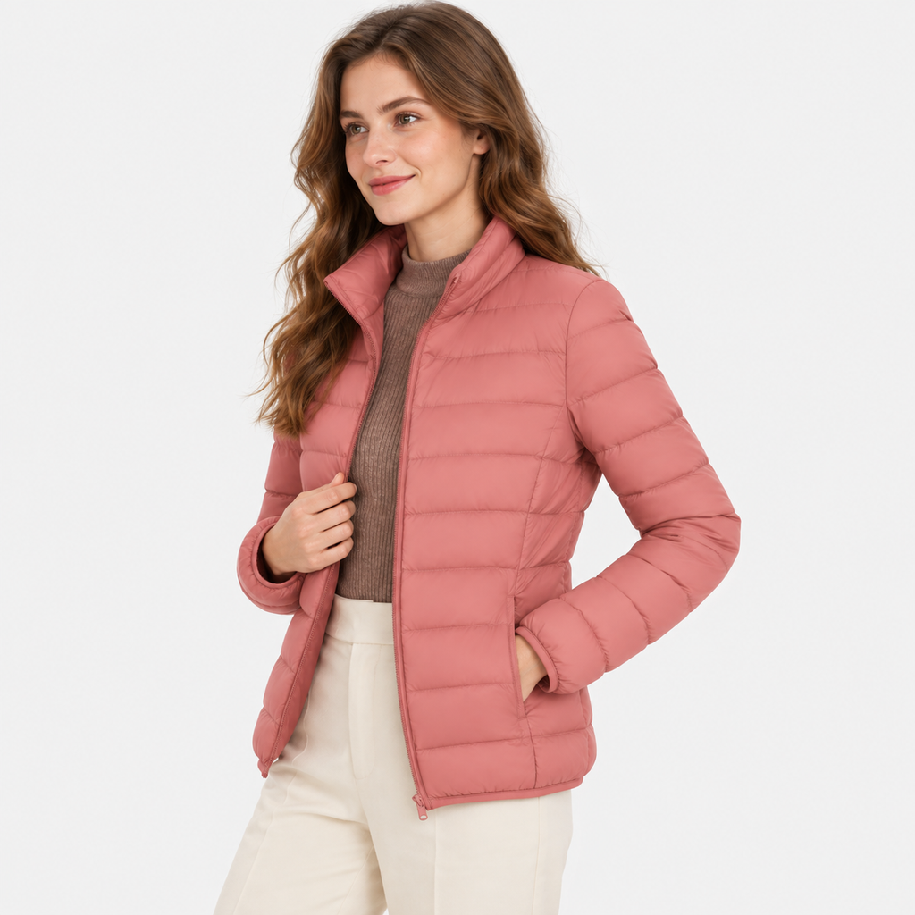 Women's Lightweight Down Jacket - Hooded with Pockets
