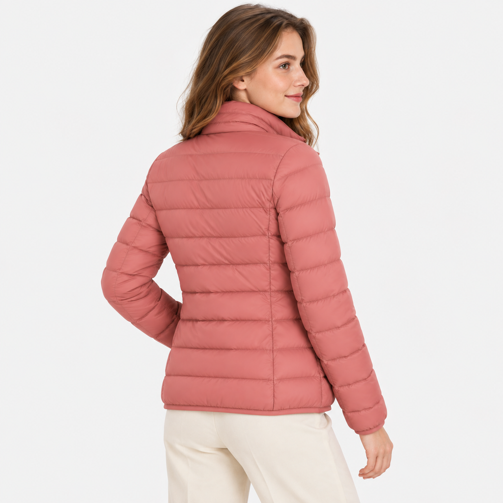 Women's Lightweight Down Jacket - Hooded with Pockets