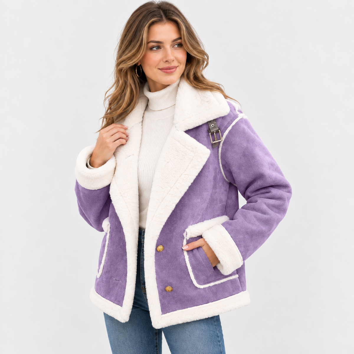 Women's Lined Winter Jacket - Elegant Lapel Style