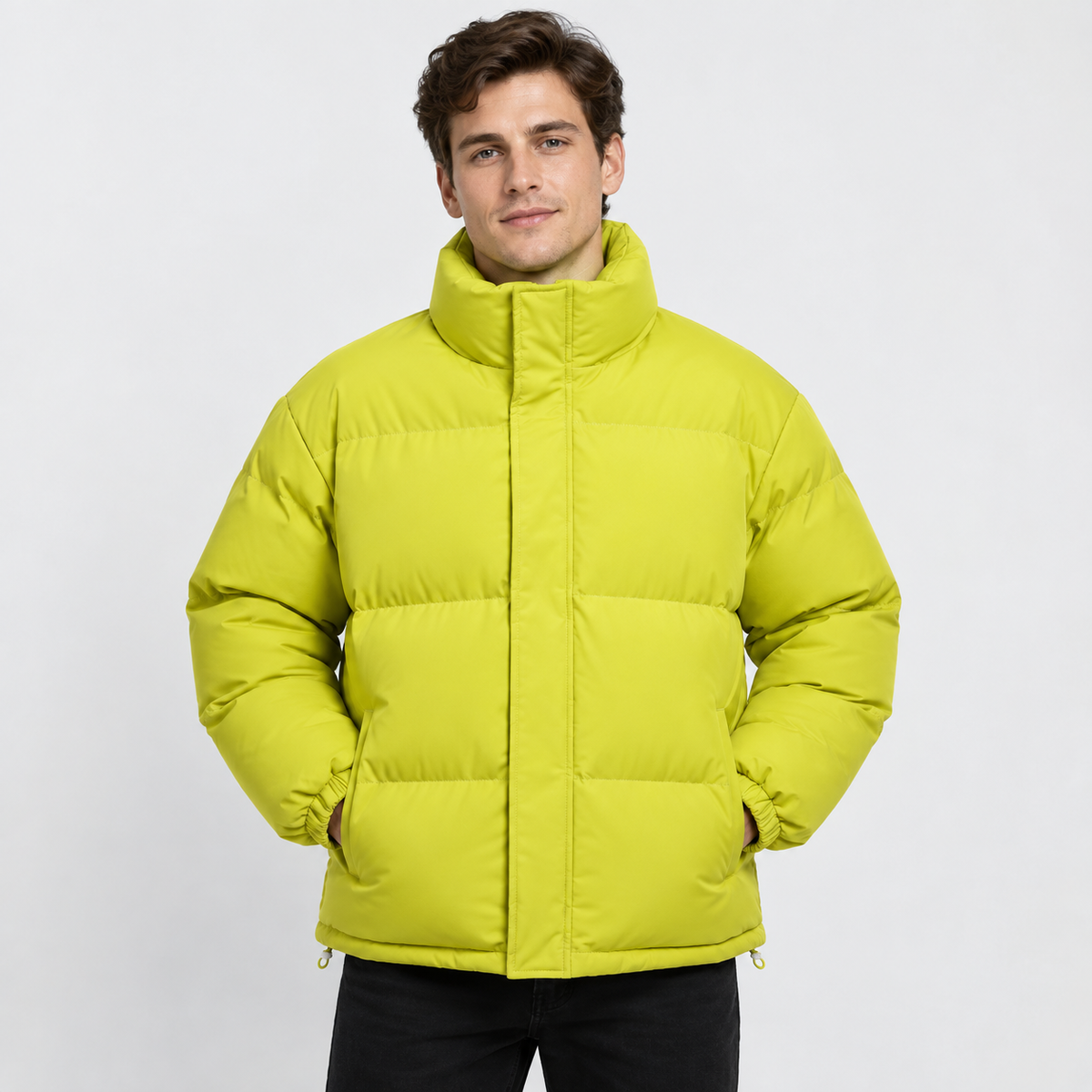 Men's Stand Collar Padded Coat - Thickened Loose Fit