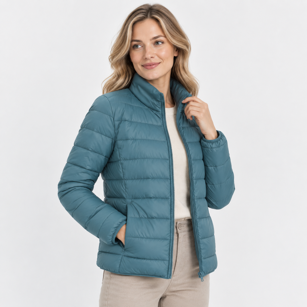 Women's Lightweight Down Jacket - Hooded with Pockets