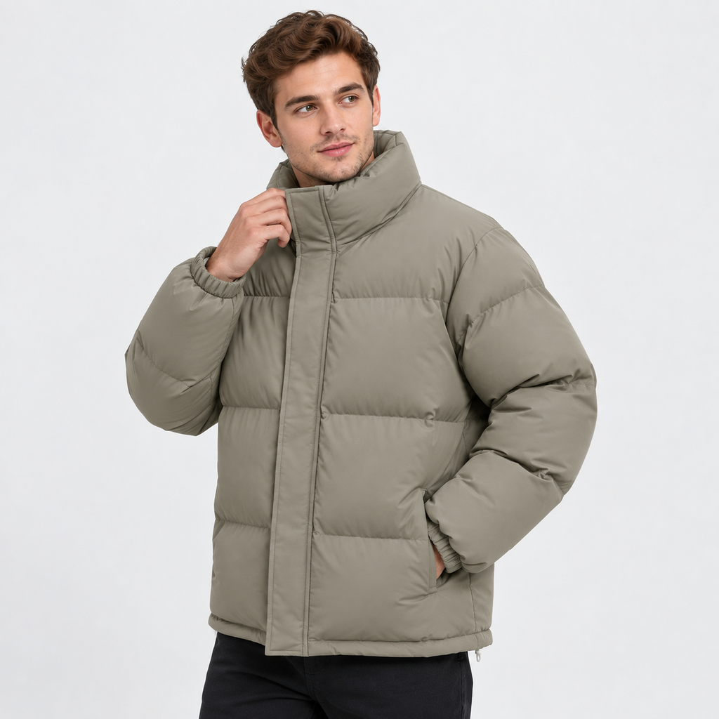 Men's Stand Collar Padded Coat - Thickened Loose Fit