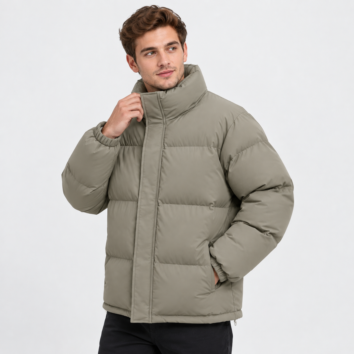 Men's Stand Collar Padded Coat - Thickened Loose Fit