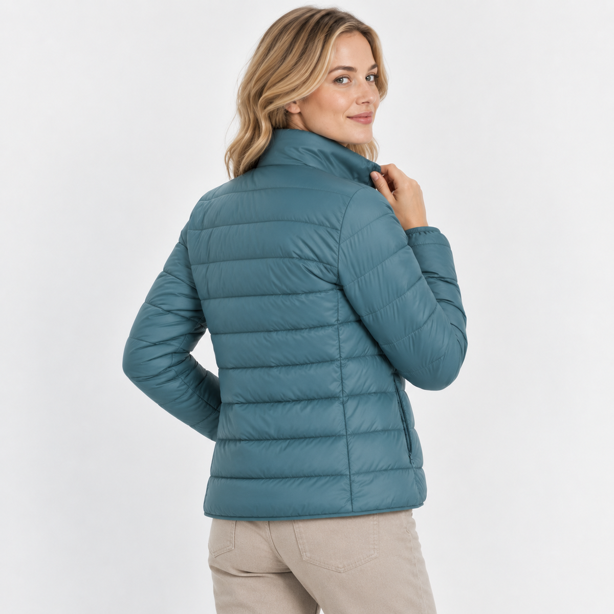 Women's Lightweight Down Jacket - Hooded with Pockets