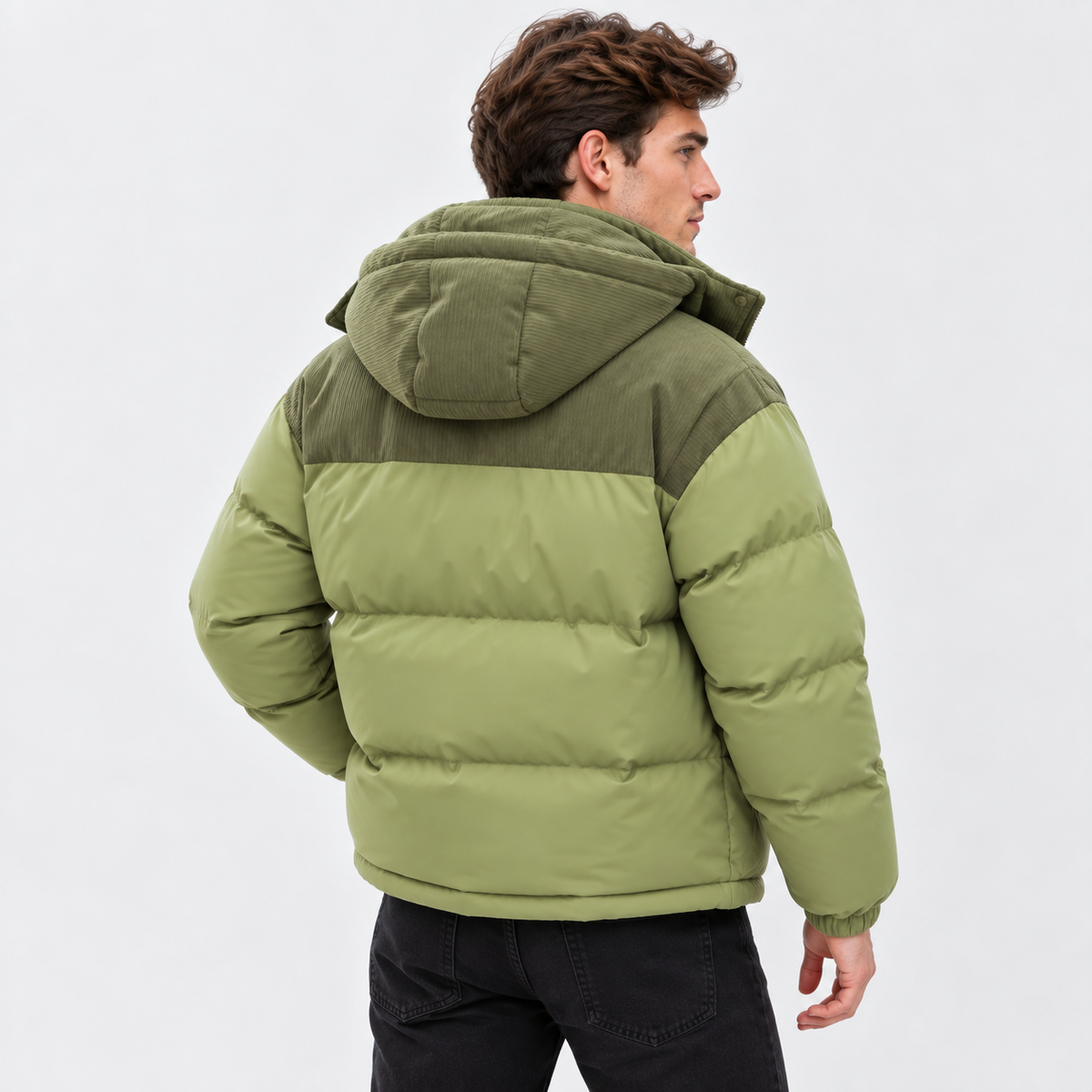 Men's Hooded Padded Winter Coat - Detachable Hood
