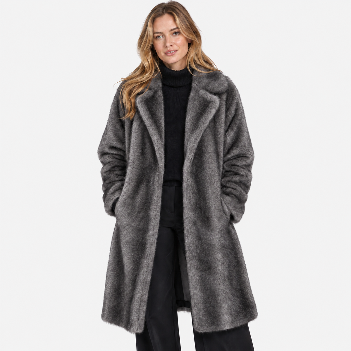 Women's Long Faux Fur Coat - Thickened Winter Style