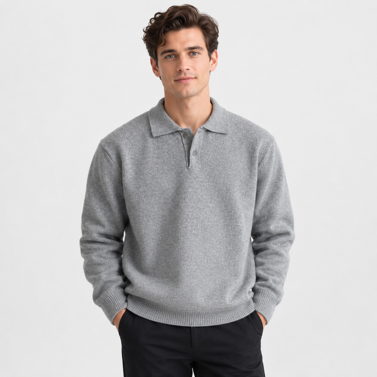 Men's Casual Pullover Sweater - Long Sleeve Loose Fit