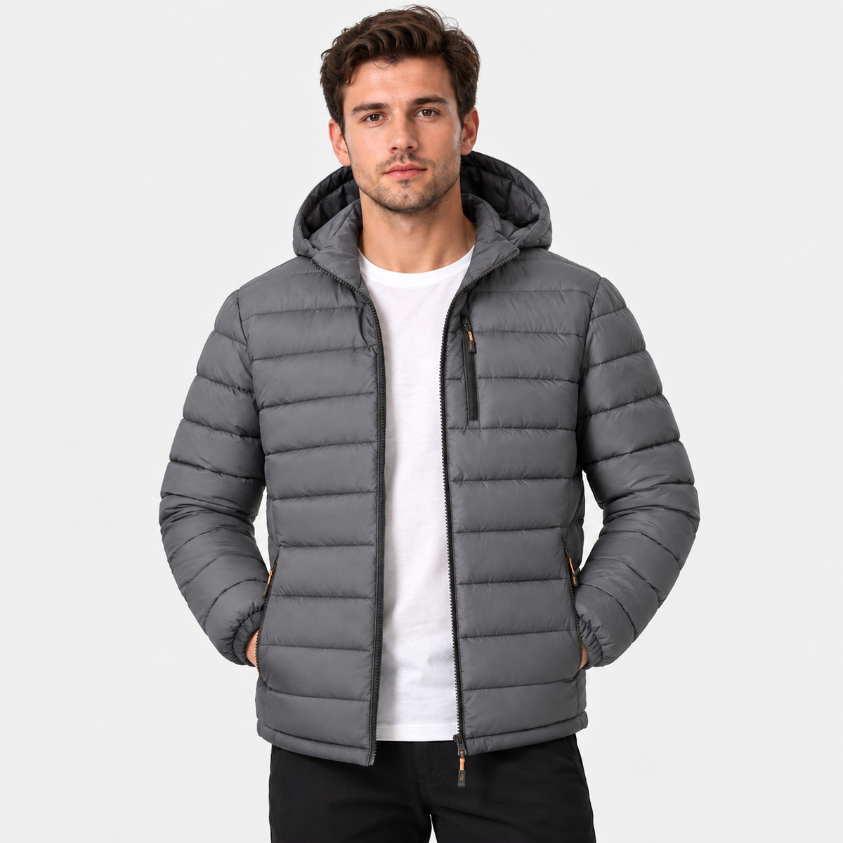 Men's Hooded Winter Jacket - Warm Padded Design