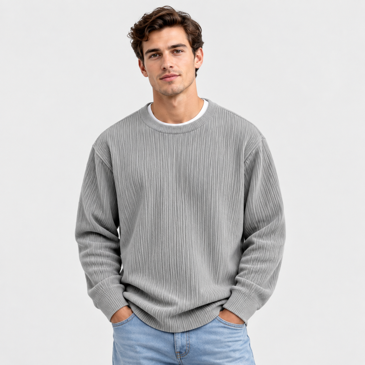 Men's Corduroy Crew Neck Sweatshirt - Long Sleeve