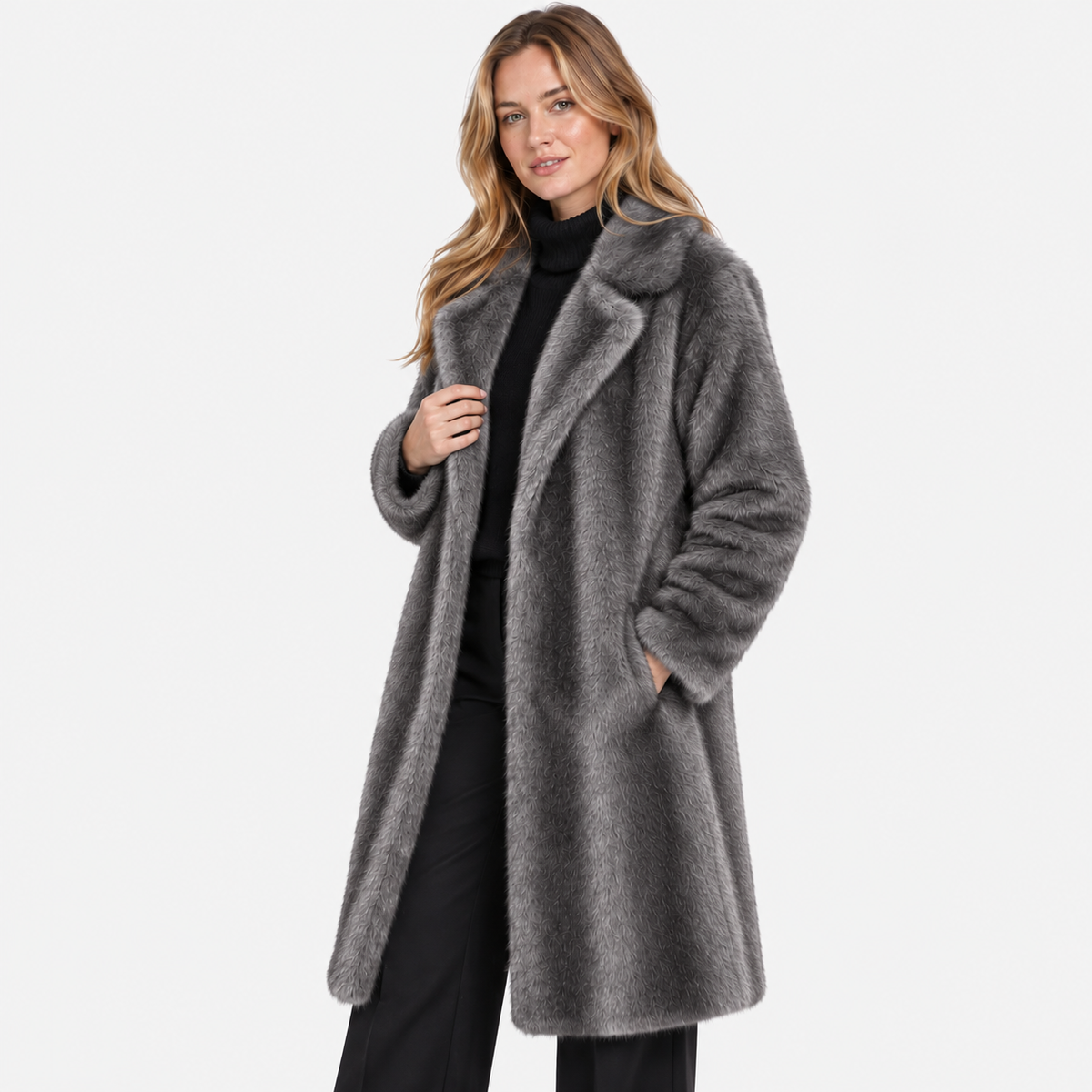 Women's Long Faux Fur Coat - Thickened Winter Style