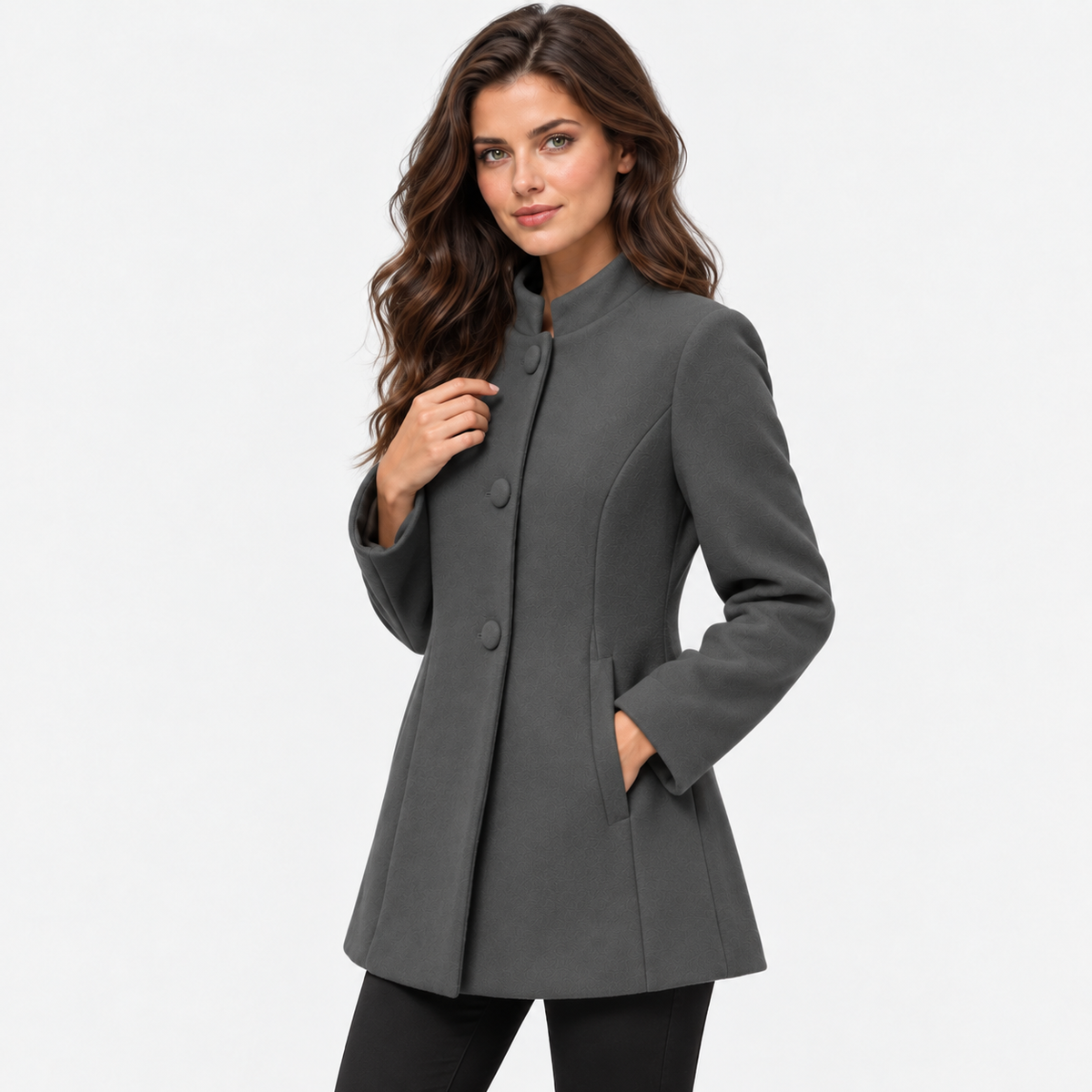 Women's Minimalist Button Front Coat with Regular Fit