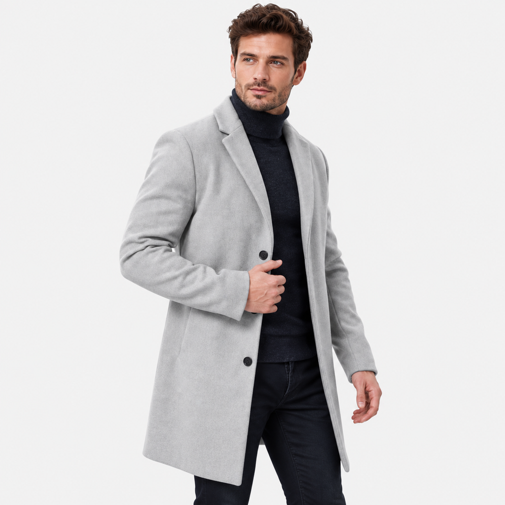 Men's Mid-Length Woolen Coat - Thickened Winter Style