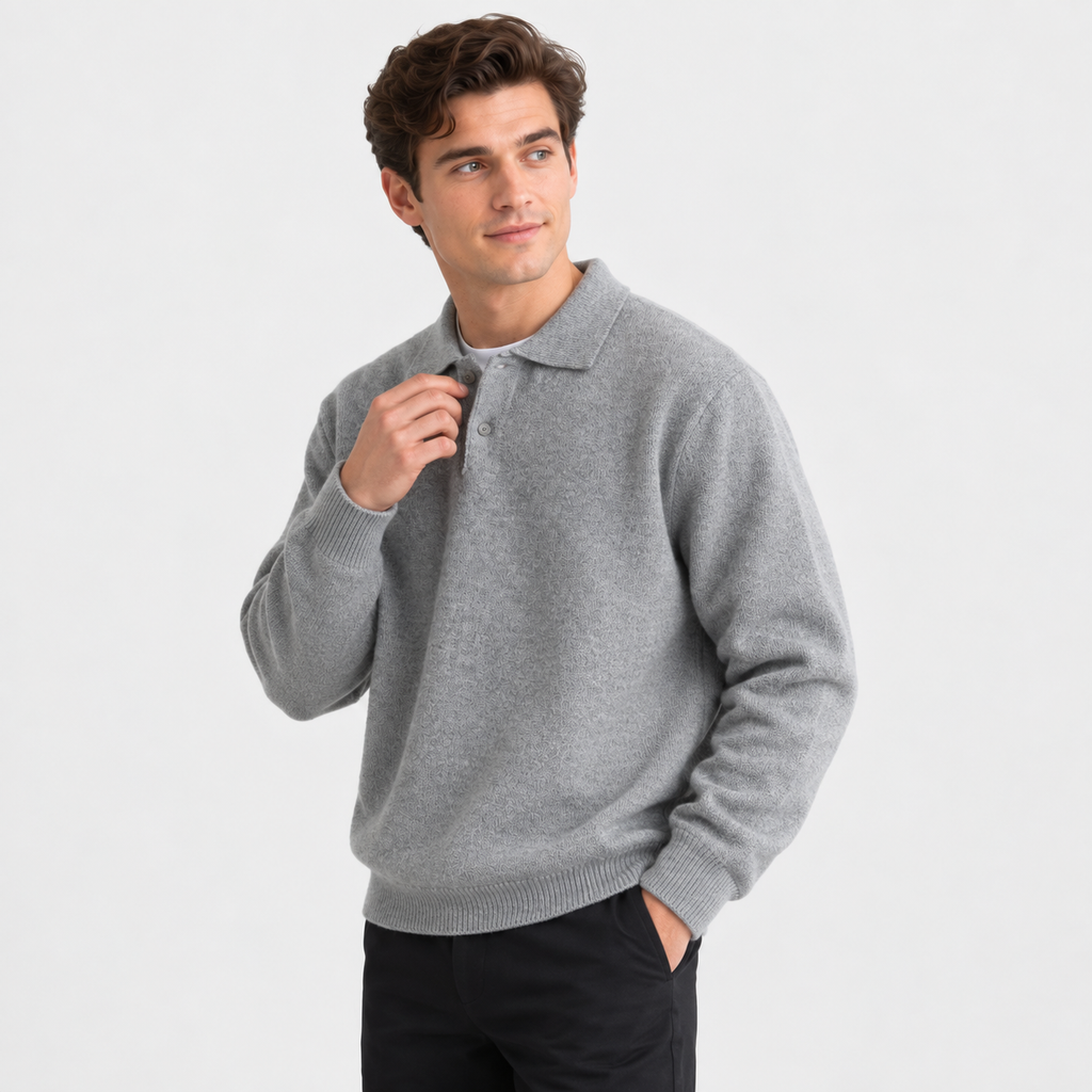 Men's Casual Pullover Sweater - Long Sleeve Loose Fit