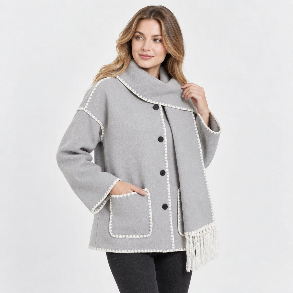 Women's Wool-Look Coat - Thick Loose Fit with Pockets