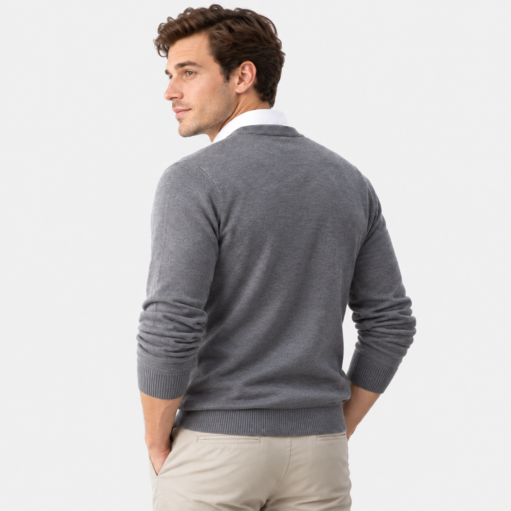 Men's V-Neck Pullover Sweater - Long Sleeve