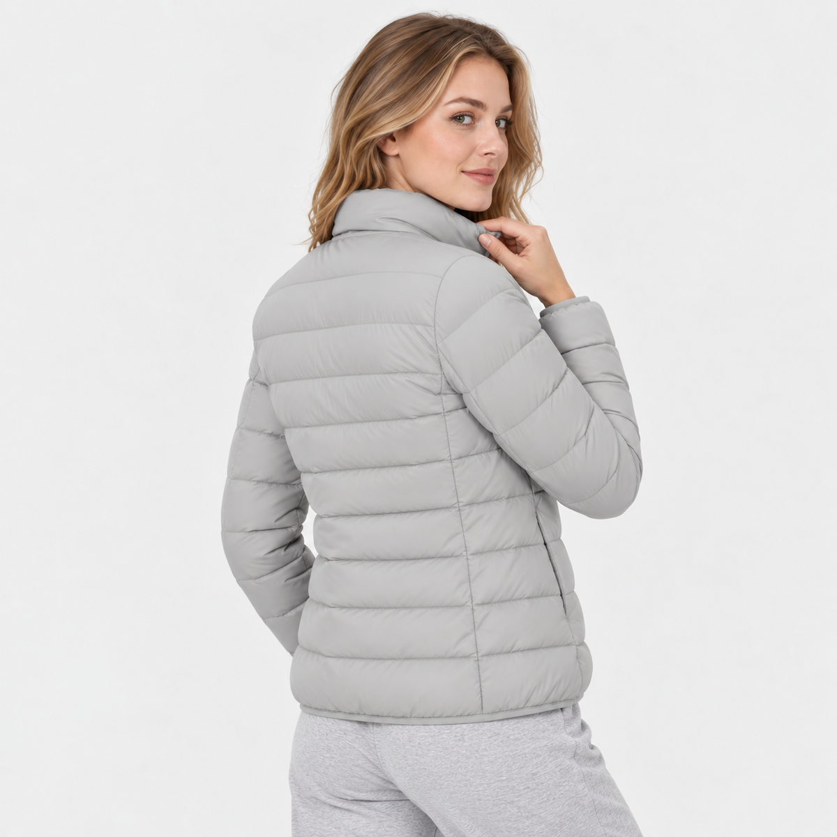Women's Lightweight Down Jacket - Hooded with Pockets
