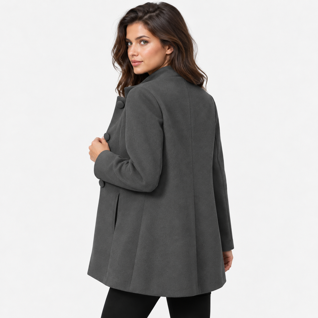 Women's Minimalist Button Front Coat with Regular Fit