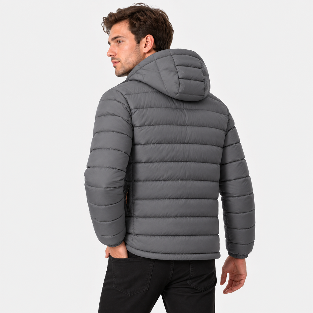 Men's Hooded Winter Jacket - Warm Padded Design