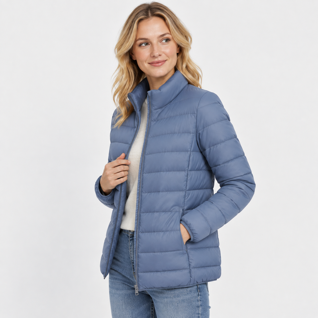 Women's Lightweight Down Jacket - Hooded with Pockets