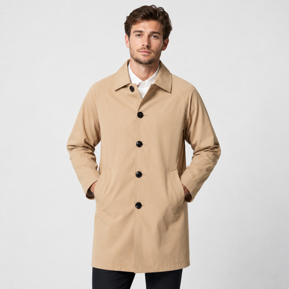 Men's Trench Coat - Mid-Length Casual Loose Fit