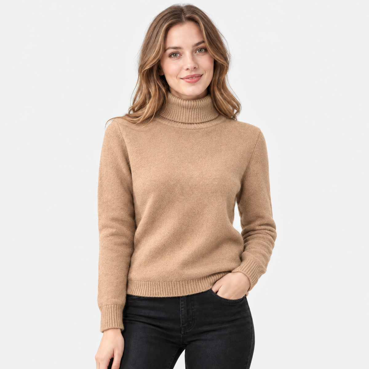 Women's Fleece Turtleneck Sweater - Long Sleeve Pullover