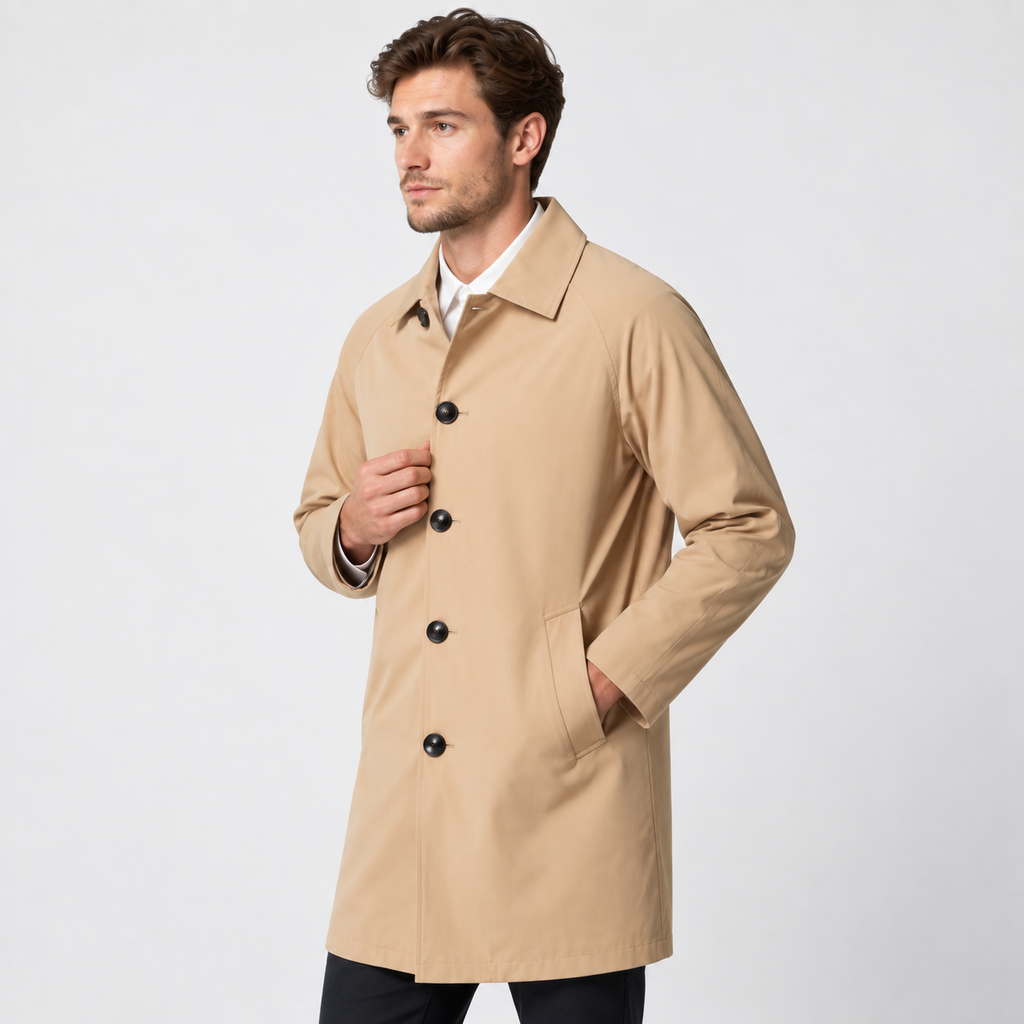 Men's Trench Coat - Mid-Length Casual Loose Fit