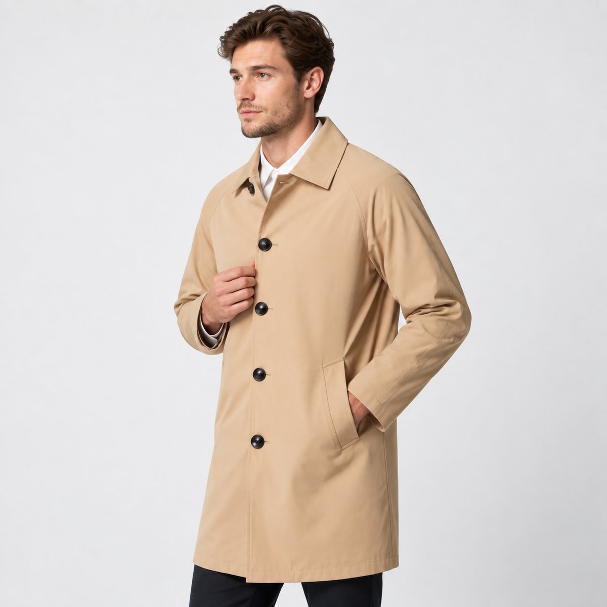 Men's Trench Coat - Mid-Length Casual Loose Fit