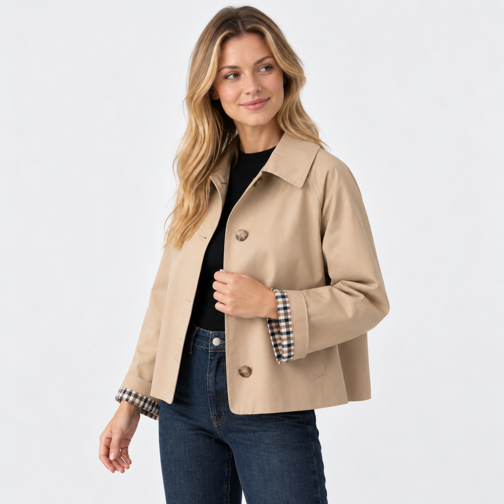 Women's Casual Jacket - Single-Breasted Woven Design