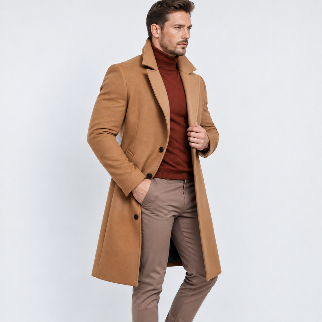 Men's Mid-Length Woolen Coat - Thickened Winter Style