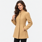 Women's Minimalist Button Front Coat with Regular Fit