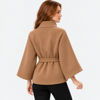Women's Mandarin Collar Coat with Asymmetric Button Closure