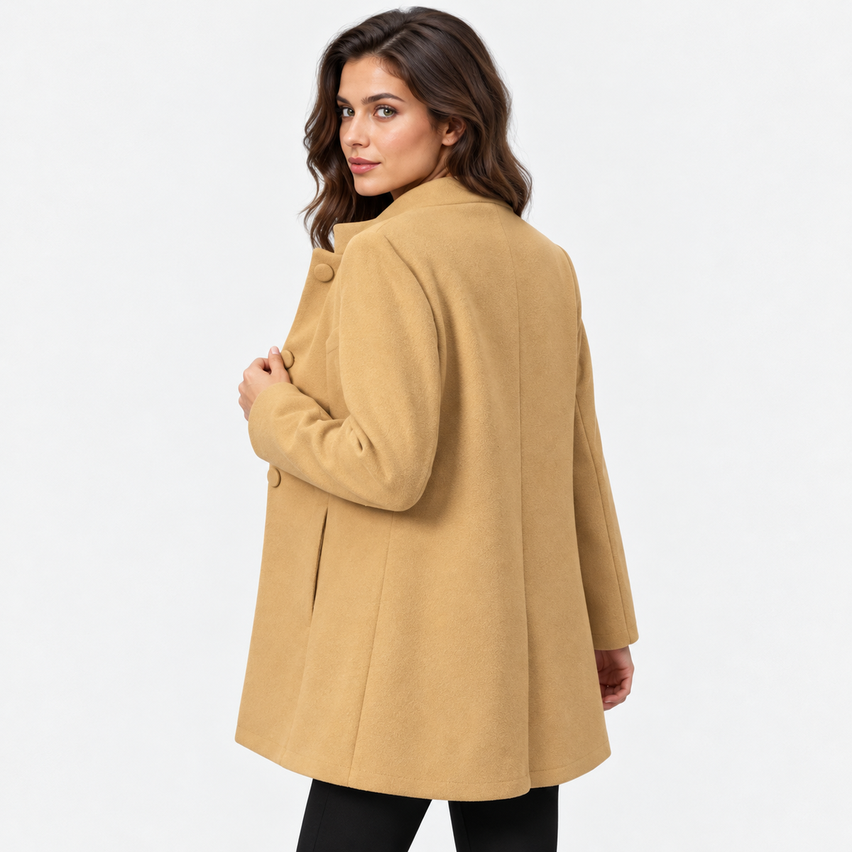 Women's Minimalist Button Front Coat with Regular Fit