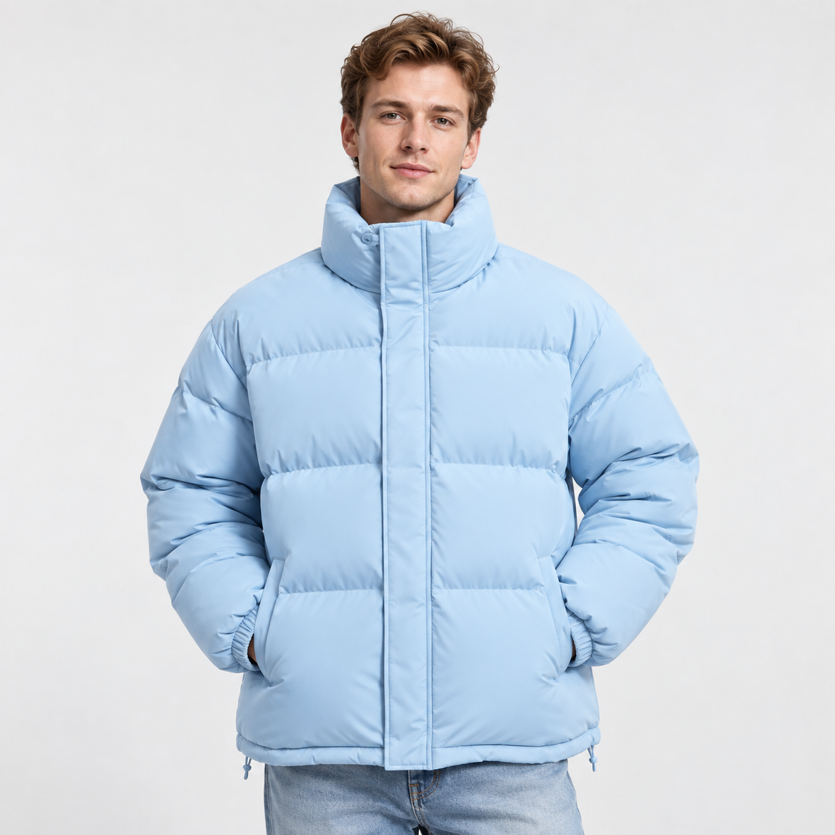 Men's Stand Collar Padded Coat - Thickened Loose Fit
