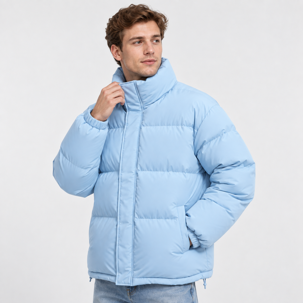 Men's Stand Collar Padded Coat - Thickened Loose Fit