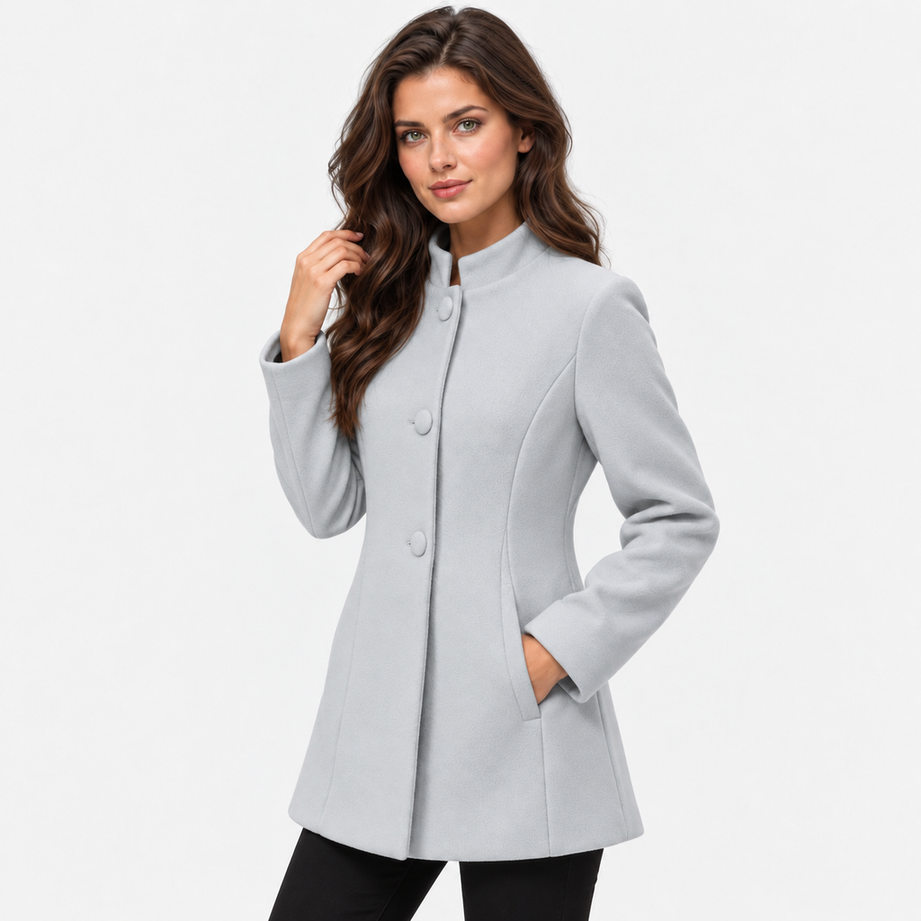 Women's Minimalist Button Front Coat with Regular Fit
