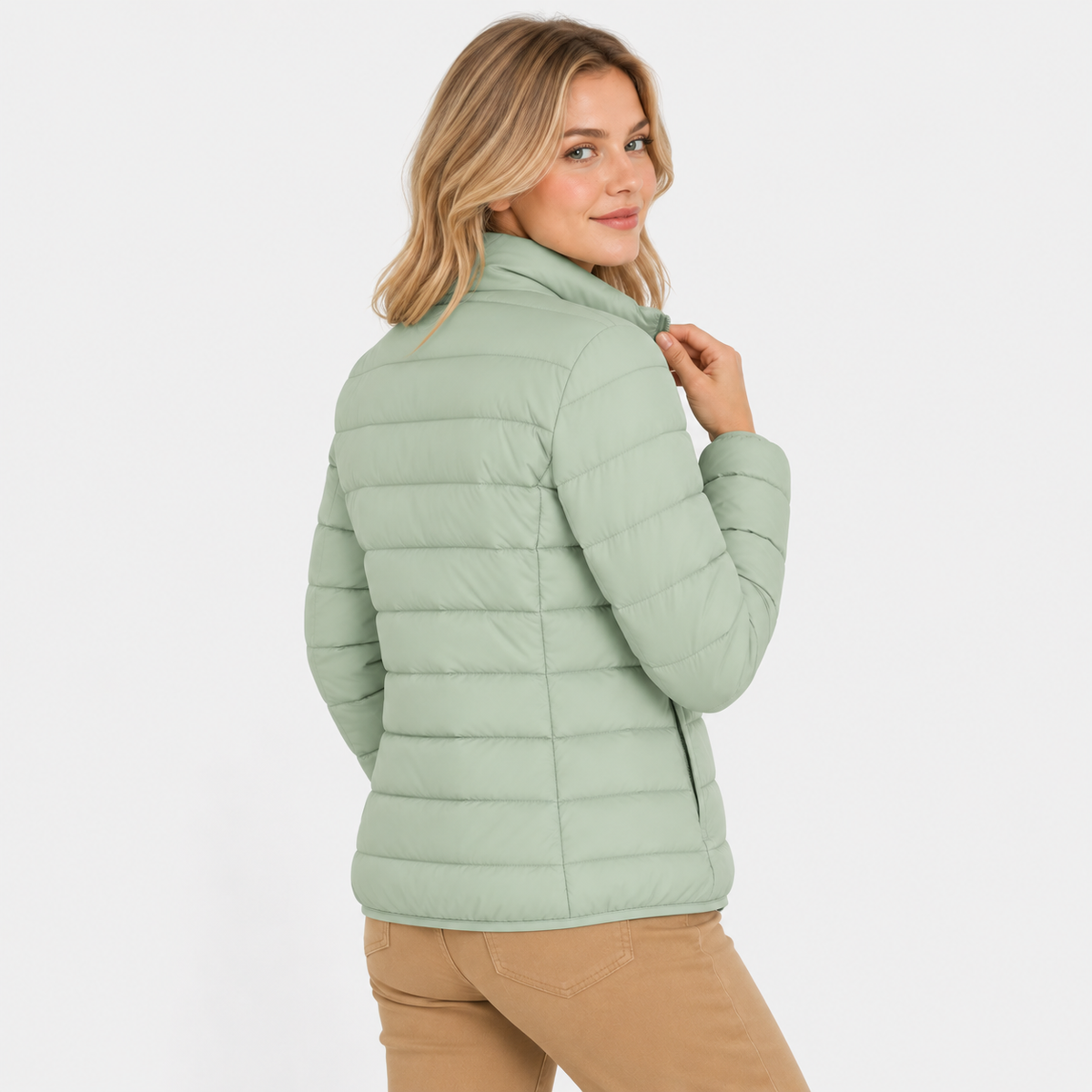 Women's Lightweight Down Jacket - Hooded with Pockets