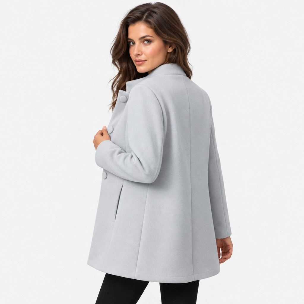 Women's Minimalist Button Front Coat with Regular Fit